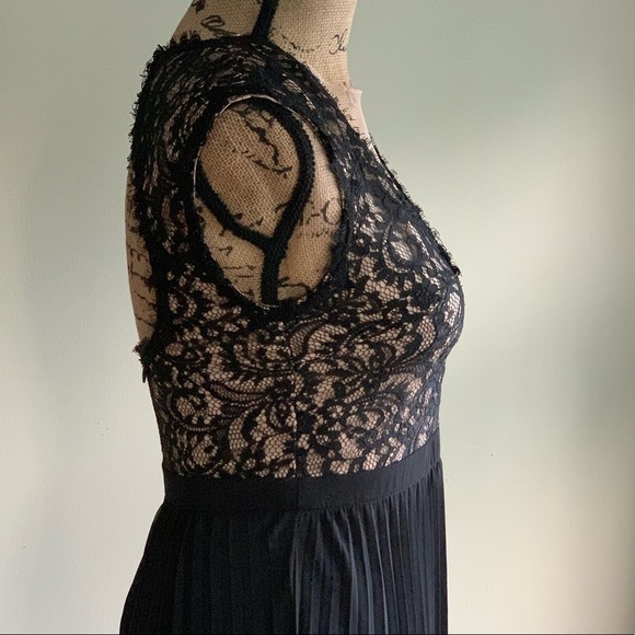 Xscape black lace overlay chiffon pleat dress 4 - Picture 7 of 15